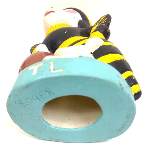 Handmade Ceramic Yellow Jacket Football Figure TL Hanna HS Mascot Anderson SC - Picture 5 of 6